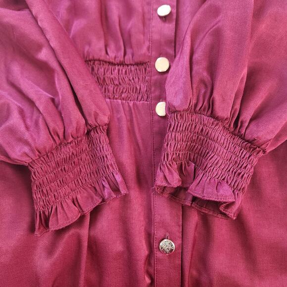 Lucy Paris Wine Burgundy Fit Flare Dress Pockets Large - Picture 12 of 13